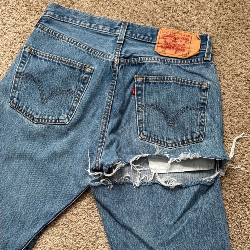 Levi's Relaxed Fit Ripped Blue Jeans